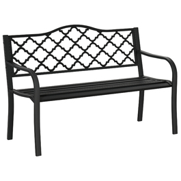 Лавка Outsunny Garden 2-місна з чавуну 128х58,5х89 см зі спинками та підлокітниками, швидким дренажем та високою стійкістю в чорному кольорі
