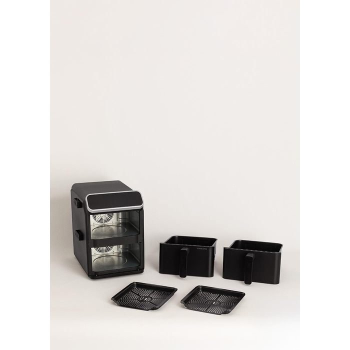 Фритюрниця без олії з пароваркою, 4.2л, 6 програм, скло, 1300W (11.2л Dual Stack, чорний)