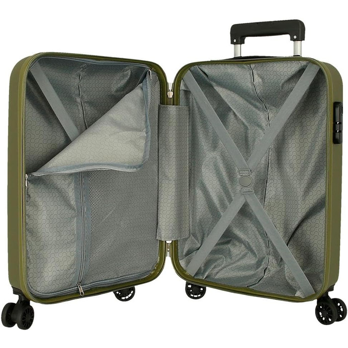 Чохол-валіза Roll Road Flex з ABS-пластику, кодовий замок, 4 колеса, ручна поклажа, зручний внутрішній простір (набір 2 шт., хакі)
