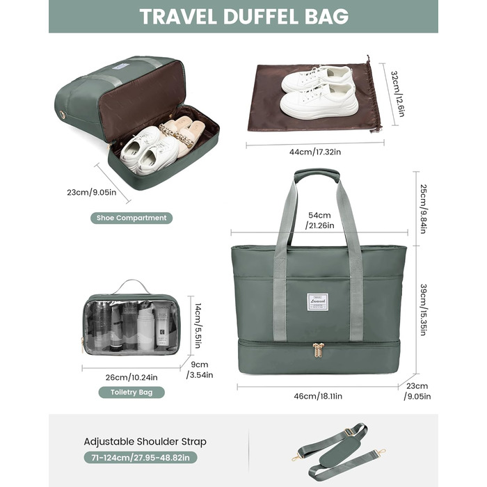 Сумка-мішок LOVEVOOK для жінок, 42L, водонепроникна, з відділенням для взуття, для подорожей, спортзалу, басейну, пологів, Ryanair