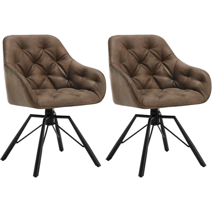 Крісло для їдальні WOLTU EZS61br-1 (2 шт.) з підлокітниками, штучна шкіра, металеві ніжки