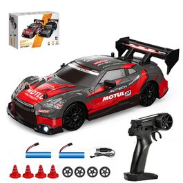 RC Дрифт-кар 1:24 4WD 2.4GHz, радіокерування, 2 батареї, LED, червоно-чорний, для дітей