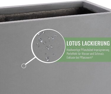 Планцверк® Горщик для рослин з фібергласу конічної форми, 70x33x33 см, стійкий до погодних умов, преміум-якість, покриття Lotus-Effekt, сірий