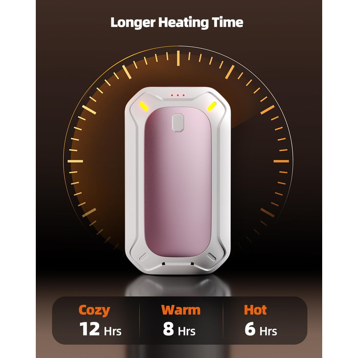 Електричні грілки для рук ColdSky (2 шт), рожеві - багаторазові, портативні, до 12 годин нагріву