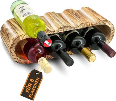 Дерев'яна полиця для вина Rustikales Weinregal - підставка для 8 пляшок, 2 яруси, ручної роботи, олія, для кухні, їдальні, вітальні