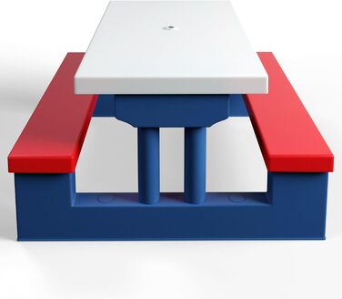 Дитячий комплект меблів для пікніка Spielwerk®: стіл, стільці та сонцезахисний парасольку. ABS пластик, водостійкий, рожевий, для саду та вулиці.