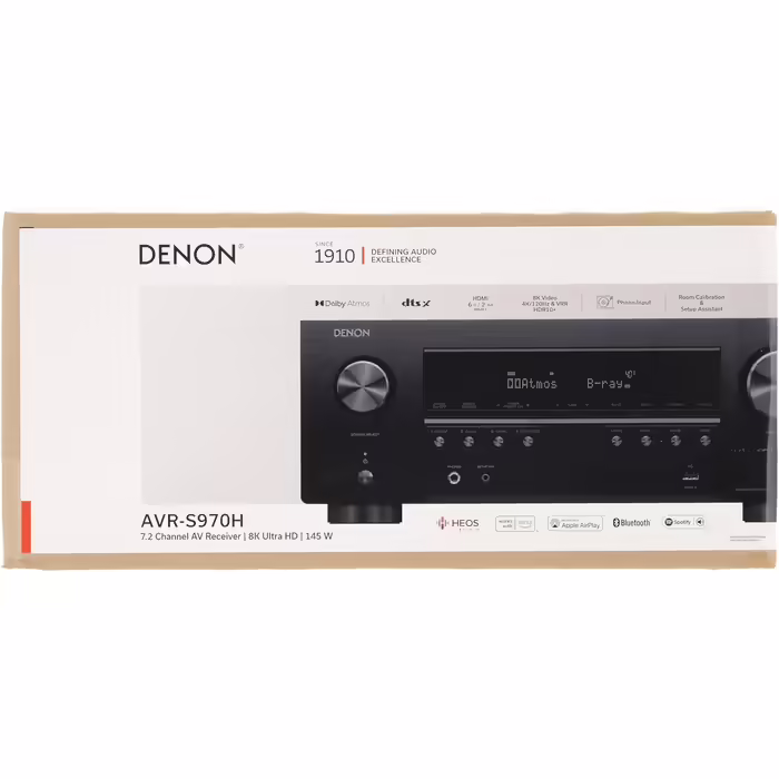 Denon AVR-S970H AV-ресівер 7.2, Hi-Fi підсилювач з Dolby Atmos, DTS:X, 8K HDMI, Bluetooth, Wi-Fi, AirPlay 2, HEOS, Alexa, чорний