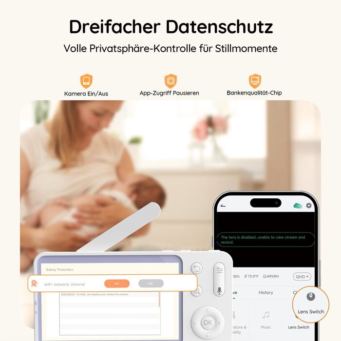 Відеоняня BOIFUN 2K/3MP з камерою Wi-Fi, нічним баченням, 5