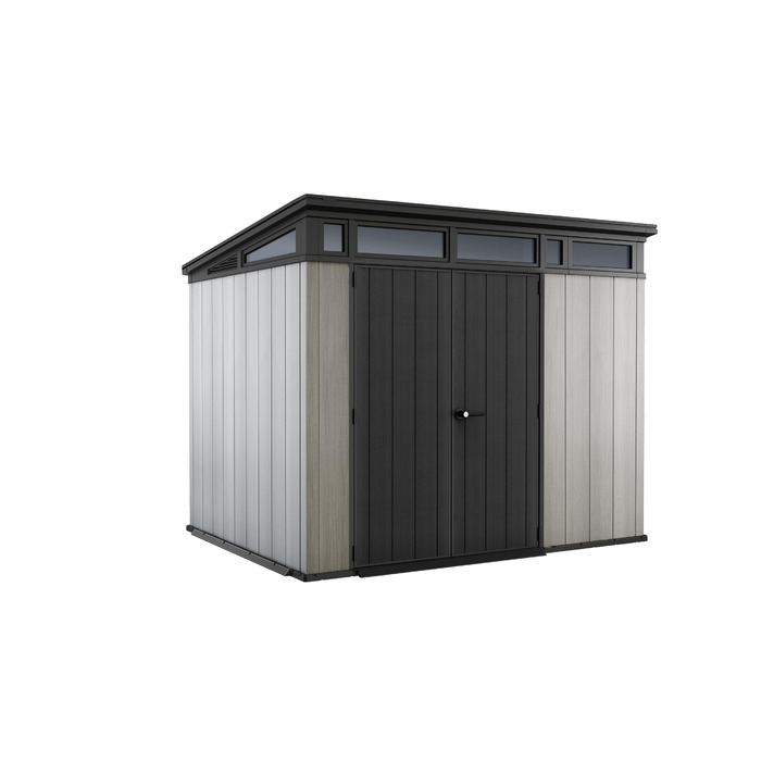 Садовий будинок Keter Artisan Gerätehaus 214x218x226 см, сірий (9x7) – вуличний, з підлогою, односхилий дах, подвійні двері та вікна, для зберігання речей на вулиці, 8,3 м³