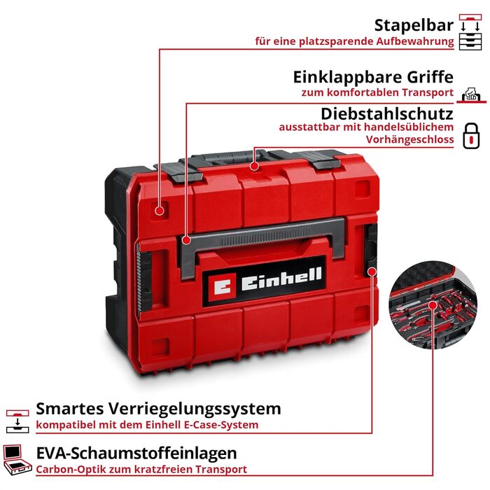 Einhell E-CASE 80: Набір інструментів в кейсі (80 предметів) для дому, майстерні та транспортування