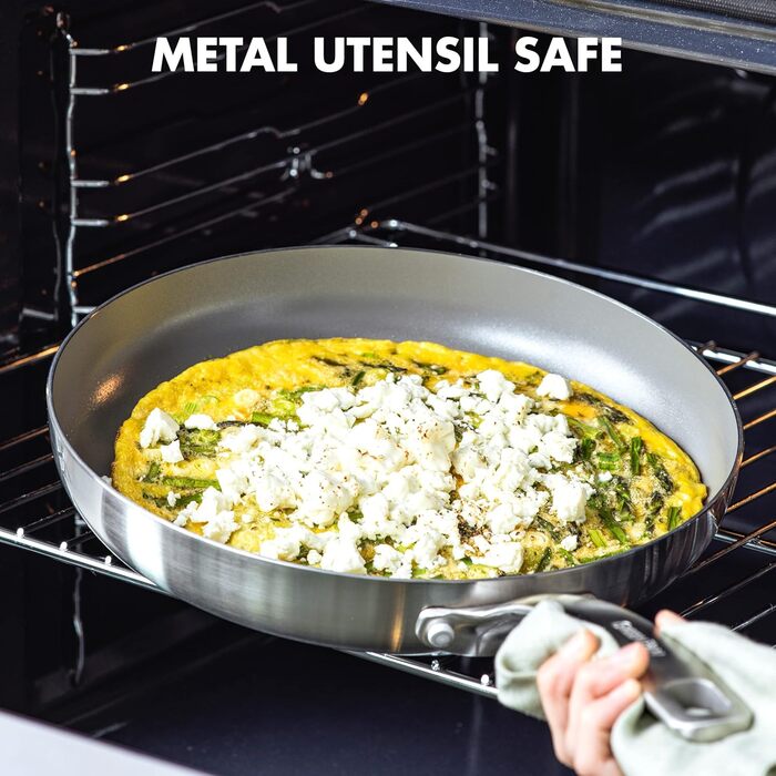 Набір сковорідок GreenPan Chatham: 25.4 см та 30.5 см, нержавіюча сталь, керамічне покриття, антипригарні, індукційні, для здорового харчування, сріблясті