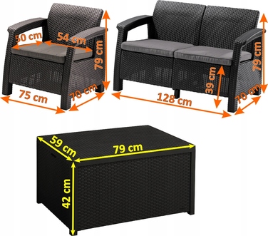 Комплект садових меблів Keter з пластику, сірий, 4 предмети