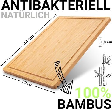 Бамбукова обробна дошка 44x30 - найкраща дерев'яна кухонна дошка