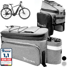 Кофр для багажника - Багажна сумка для велосипеда - Розширюється до 20 л - Водовідштовхувальний - 20 л чорний (Felix Grey)