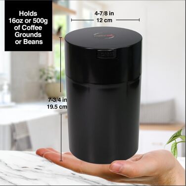 Вакуумна упаковка для кави/чаю Tightvac, чорна, світло- та повітряна герметичність