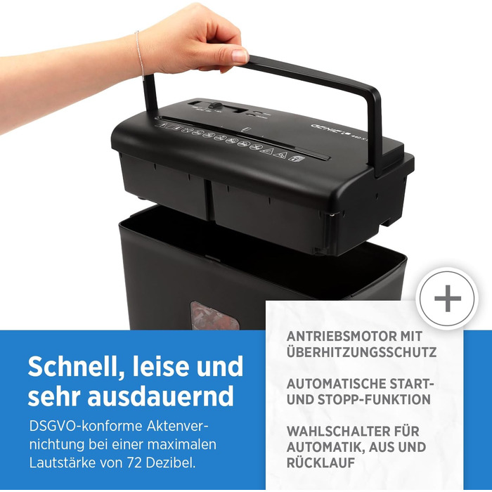 Шредер Genie 440 X II: безпечне знищення документів P4, автоматичний старт/стоп, об'єм кошика 9L, чорний | Для дому та офісу