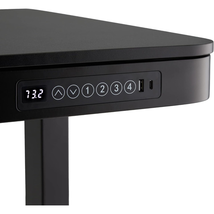 Стіл з електричним регулюванням висоти, 120 х 60 см, ергономічний офісний стіл з висувним ящиком, тачпад з функцією пам'яті система захисту від зіткнень, роз'єми для USB USB-C, чорний, 404316