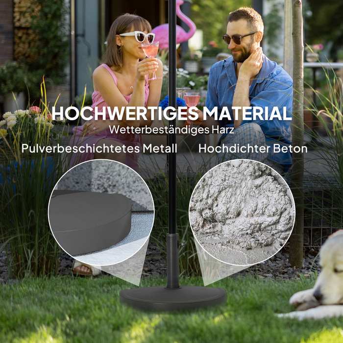 Підставка для парасольки з бетону, напівкругла - утримувач для парасольки, вага для парасольки 32/38/48 мм