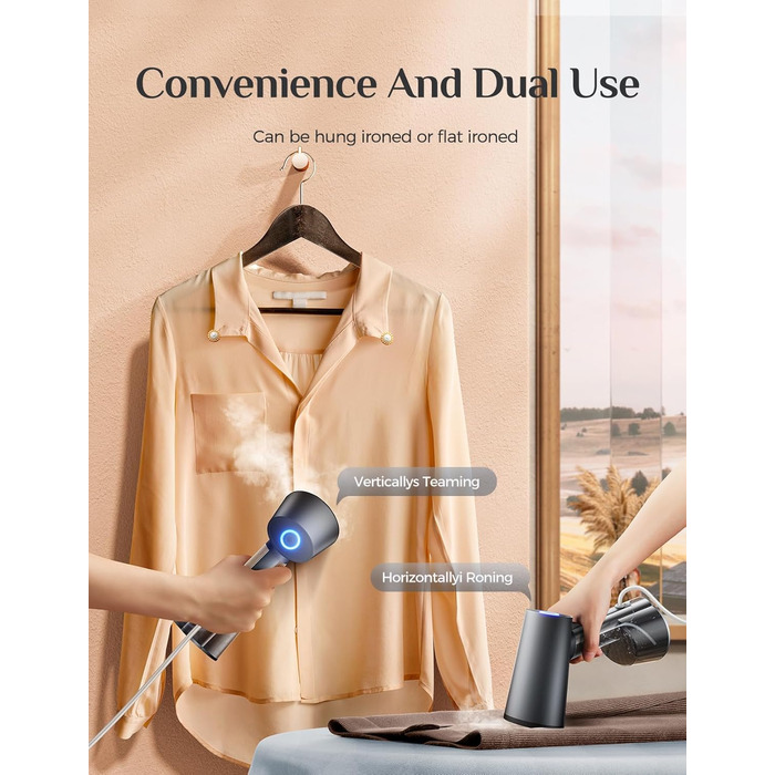 Портативний відпарювач для одягу Mioduro: швидке нагрівання, 1400 Вт, великий резервуар 300 мл