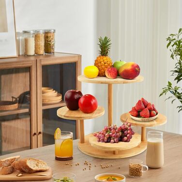 Багатоярусний стійка для тортів та капкейків з дерева, 4 яруси, Ø 30/32 см, для вечірок, днів народжень, святкового декору