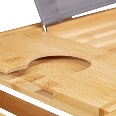 Підставка для ванни Relaxdays 2-в-1 з підсвічуванням, бамбук, регульована, 74,5-114 см, 18x114x25 см