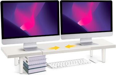 Підставка для двох моніторів Across-Star, регульована довжина, органайзер для столу, кріплення для комп'ютера, принтера, телевізора (біла)