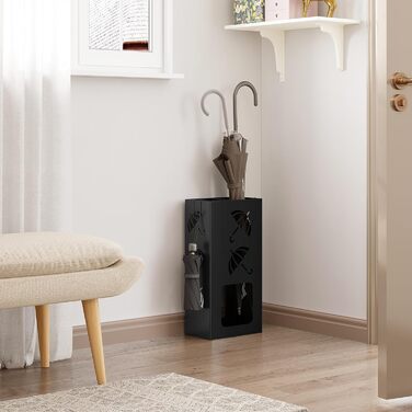 Підставка для парасоль підставкою WOLTU, 2 відділення, з 4 гачками, металева, біла, 25x49x15 см, SST16ws