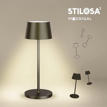 Стильна LED-лампа Stilosa на акумуляторі, бездротова, диммувана, з сенсорним керуванням, USB-C, для дому та вулиці, кругла основа (30 см), колір: тропічне чорне
