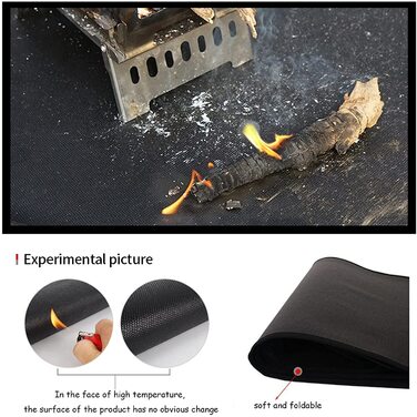 Вогнестійкий килимок, килимок для барбекю, килимок для барбекю, термостійкий багаторазовий антипригарний килимок для барбекю, захисний килимок для підлоги для патіо, балкона і саду, 60 * 52 см (80 * 75 см, чорний)