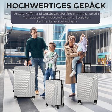 Набір валіз xRace 3-частинний ABS, 20/24/28 дюймів, ручна поклажа, TSA замок, 360° колеса, стійкий до ударів, преміум підкладка (срібний)