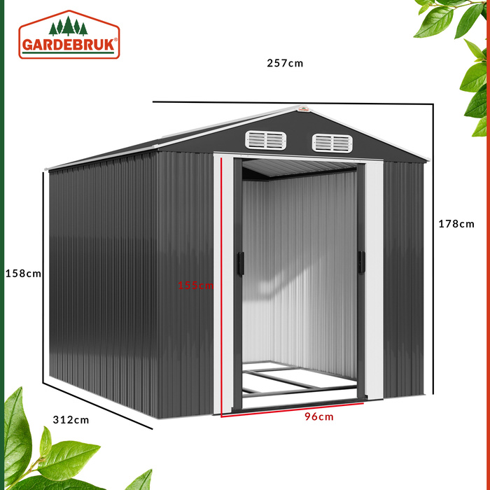 Садовий сарай Антрацит Метал 312x257x178см