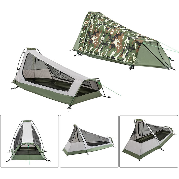 Похідна похідна намет-міні-рюкзак GEERTOP Bivvy, легкий - 213 x 101 x 91 см на годину (1,5 кг) -1 людина від 3 до 4 років