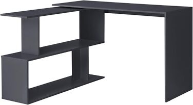 Письмовий стіл з полицею Кутовий стіл Офісний стіл Г-подібний робочий стіл Кутовий стіл ДСП (темно-сірий)