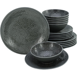 Набір посуду Orient Mandala Stone Series 18шт Набір порцелянових тарілок 18шт Набір кам'яних тарілок 21627