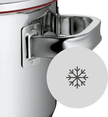 Каструля WMF Function з нержавіючої сталі 16 см, 1.4 л, для індукції, з нержавіючої сталі Cromargan, 4 функції зливу, внутрішня шкала, червона