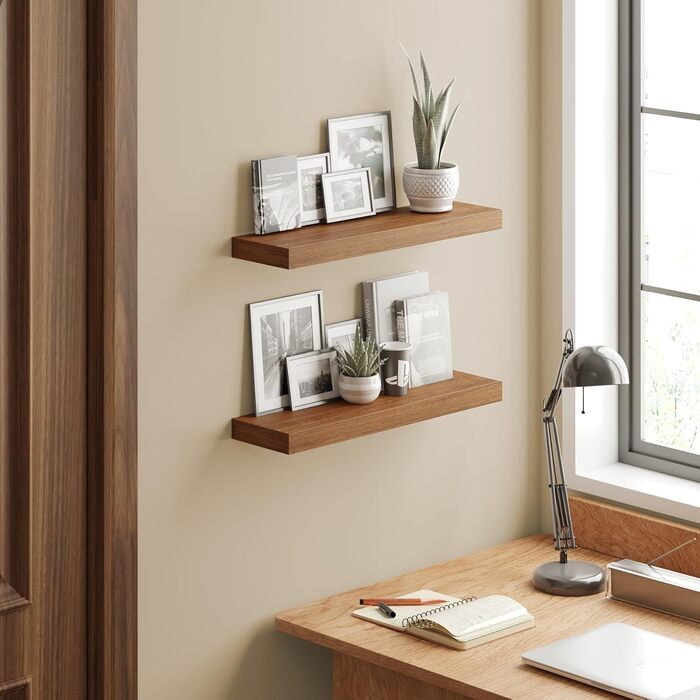 Полиці настінні BAMEOS, комплект з 2 шт, 60 см, дуб американський - для ванної, кухні, вітальні, спальні