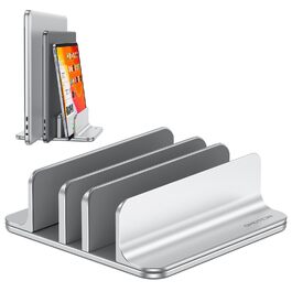 Підставка для ноутбука OMOTON 3 в 1, алюміній, регульована, до 17.3 дюйма, сумісна з MacBook, Android, срібна