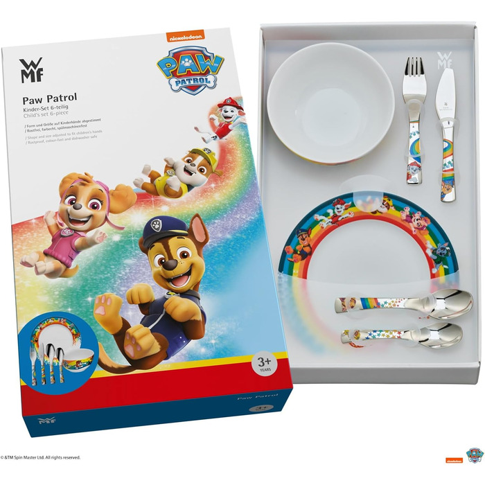 Набір дитячого посуду Paw Patrol WMF 6-ти частинний з нержавіючої сталі, від 3 років, Cromargan, для миття в посудомийній машині