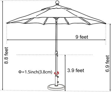 Підставка для парасольки EliteShade сталева, до 63,5 кг, для ринку, тераси, вулиці, міцна, з мішком для піску (пісок не входить до комплекту), червоно-коричнева (хакі, велика)