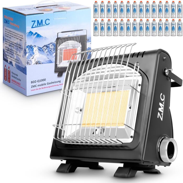 Газовий обігрівач Z.M.C 2-в-1 для кемпінгу та тераси: обігрівач та плита, 1.7 кВт, Piezo-запалювання, 28 газових форсунок