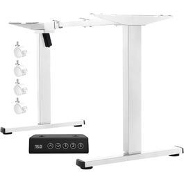 Електричний регульований стіл Flamaker з телескопічною основою та пам'яттю, білий