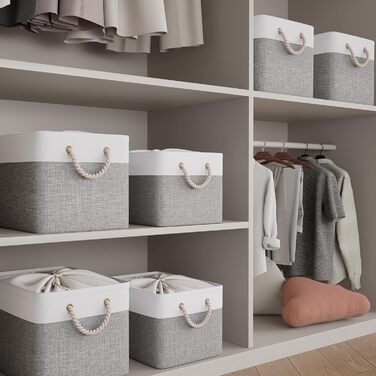 OUTBROS Коробки для зберігання (3 шт.) 33x23x20 см, тканинні, з шнурком та ручкою, складні, сірий/білий