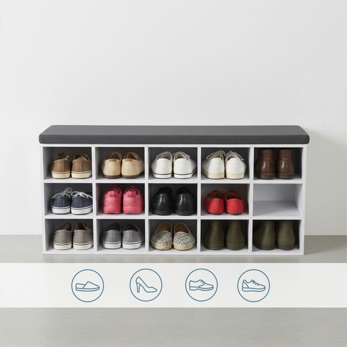 Підставка для взуття Relaxdays з м'яким сидінням та відкритими полицями
