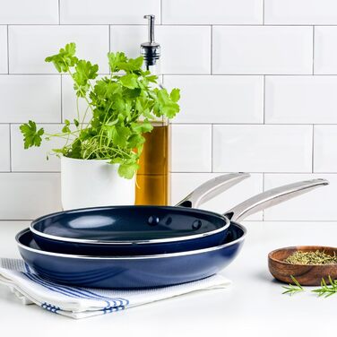 Набір сковорідок Blue Diamond Cookware Diamantinfundiertes 2 шт. (24 см та 28 см), керамічне антипригарне покриття, без PFAS, для плити (в т.ч. індукційної), можна мити в посудомийній машині, термостійке
