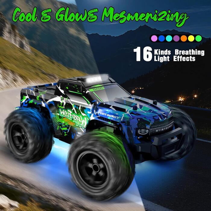 Радіокерований позашляховик BAZADER 1:18 з LED підсвіткою та розпилювачем води, 25 км/год, 2.4 ГГц, зелений - для хлопчиків від 4 років