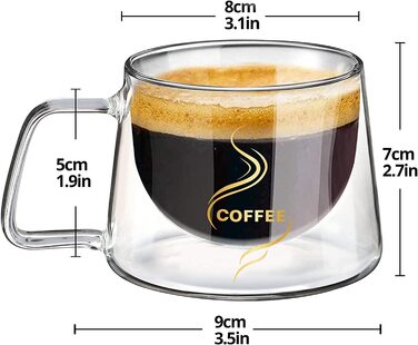 для кави KAMEUN 2 шт 200 мл з подвійними стінками прозорі