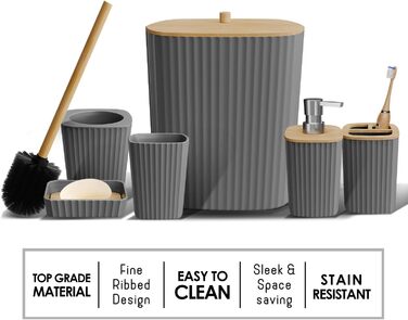 Набір аксесуарів для ванної кімнати Clara Clark Bad-Set Hunter Green (6 предметів) – зелений, повний комплект + килимок для ванної