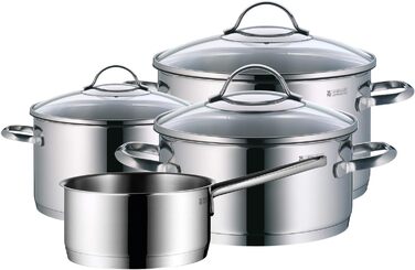 Набір каструль WMF Provence Plus Induktion 4-каструль з нержавіючої сталі Cromargan з кришкою з термостійкого скла, без покриття