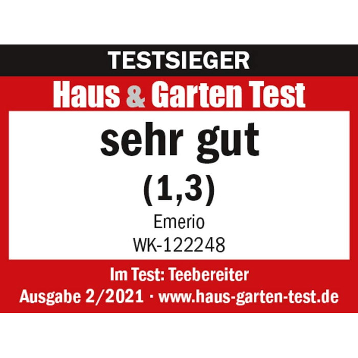 Електричний чайник Emerio WK-122248 зі скла Borosilikat, 1.7л, чорний/срібний, з автоматичним заварюванням та регулюванням температури