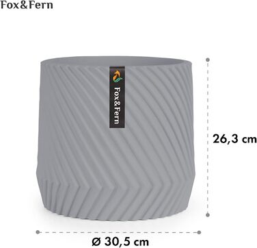 Квітчар Fox & Fern Großer: великий горщик для квітів з полістиролу (30,5 см) з 3D-текстурою та дренажним отвором, для дому та бетону